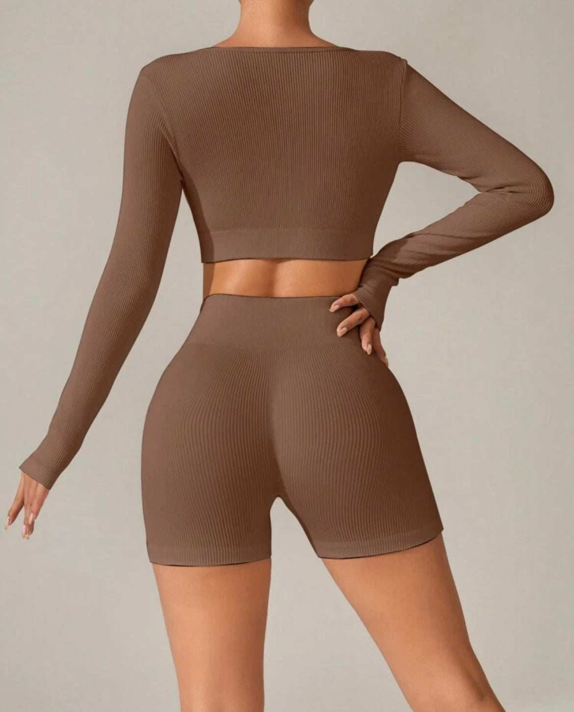 Mocha two piece short set