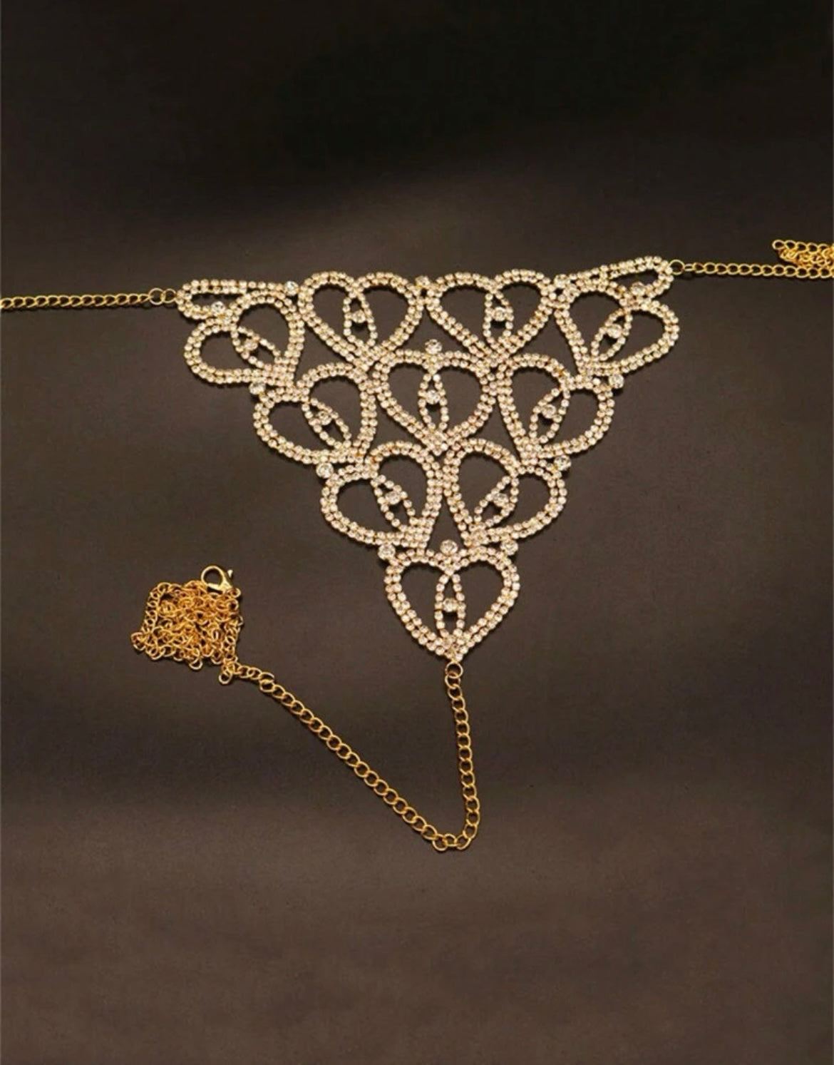 Gold crystal chain Bra set