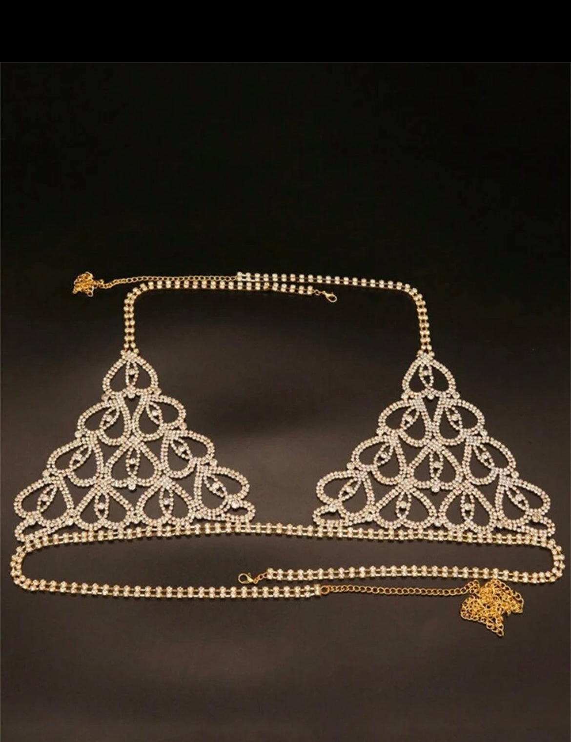 Gold crystal chain Bra set