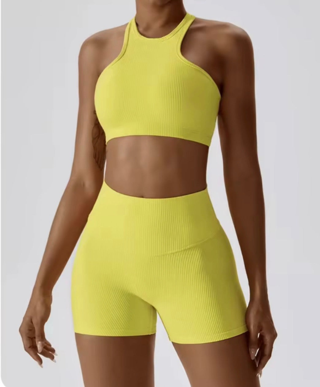 Two piece crop top set/ Lemon Lime