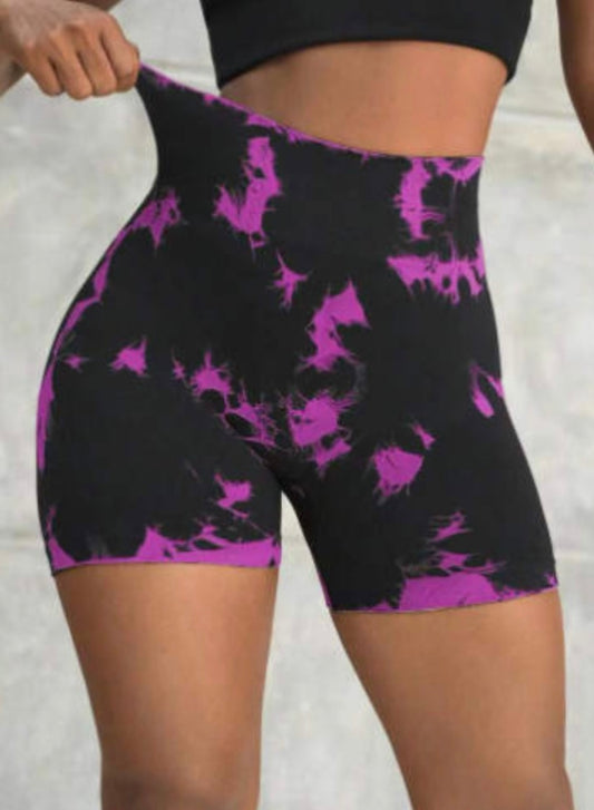 Purple neon/ biker shorts