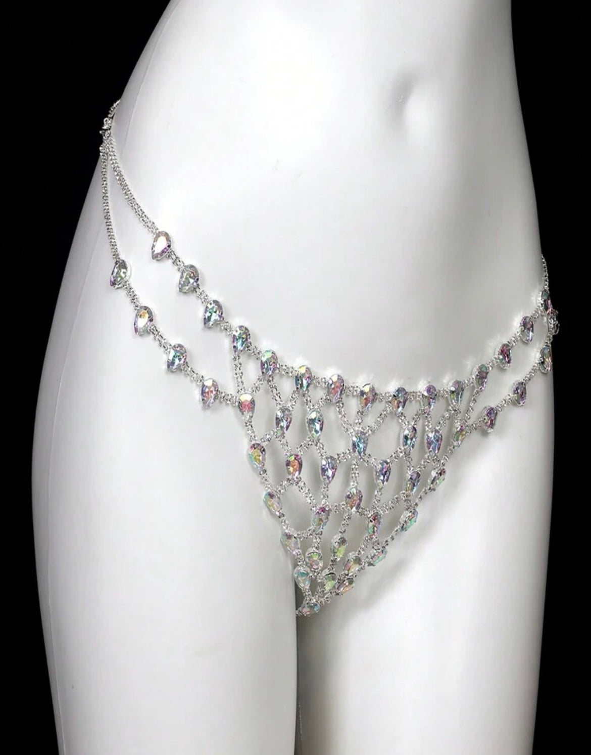 Crystal chain bra set