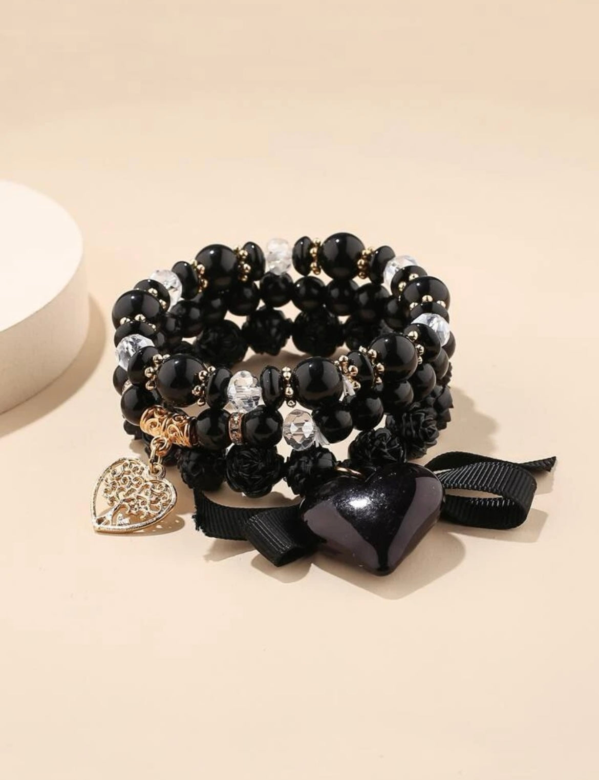 Black heart set bracelet