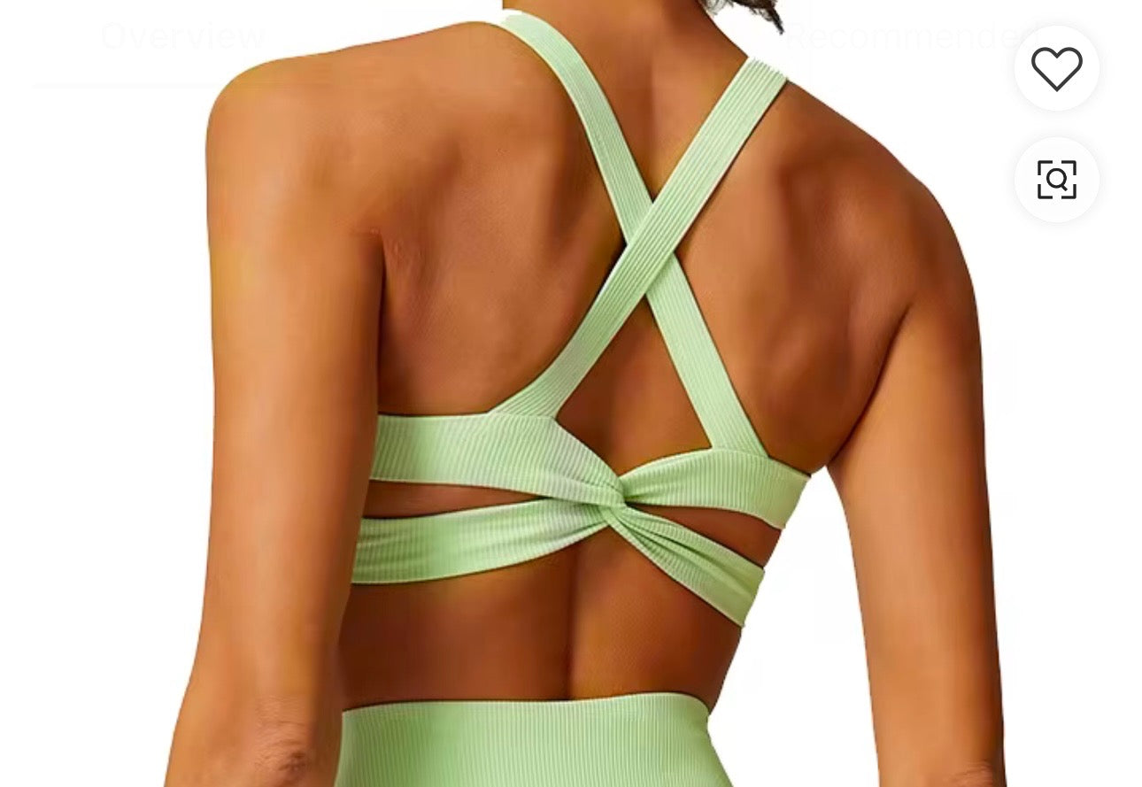 Neon Green Sports Bra Double Stitched Stretchy