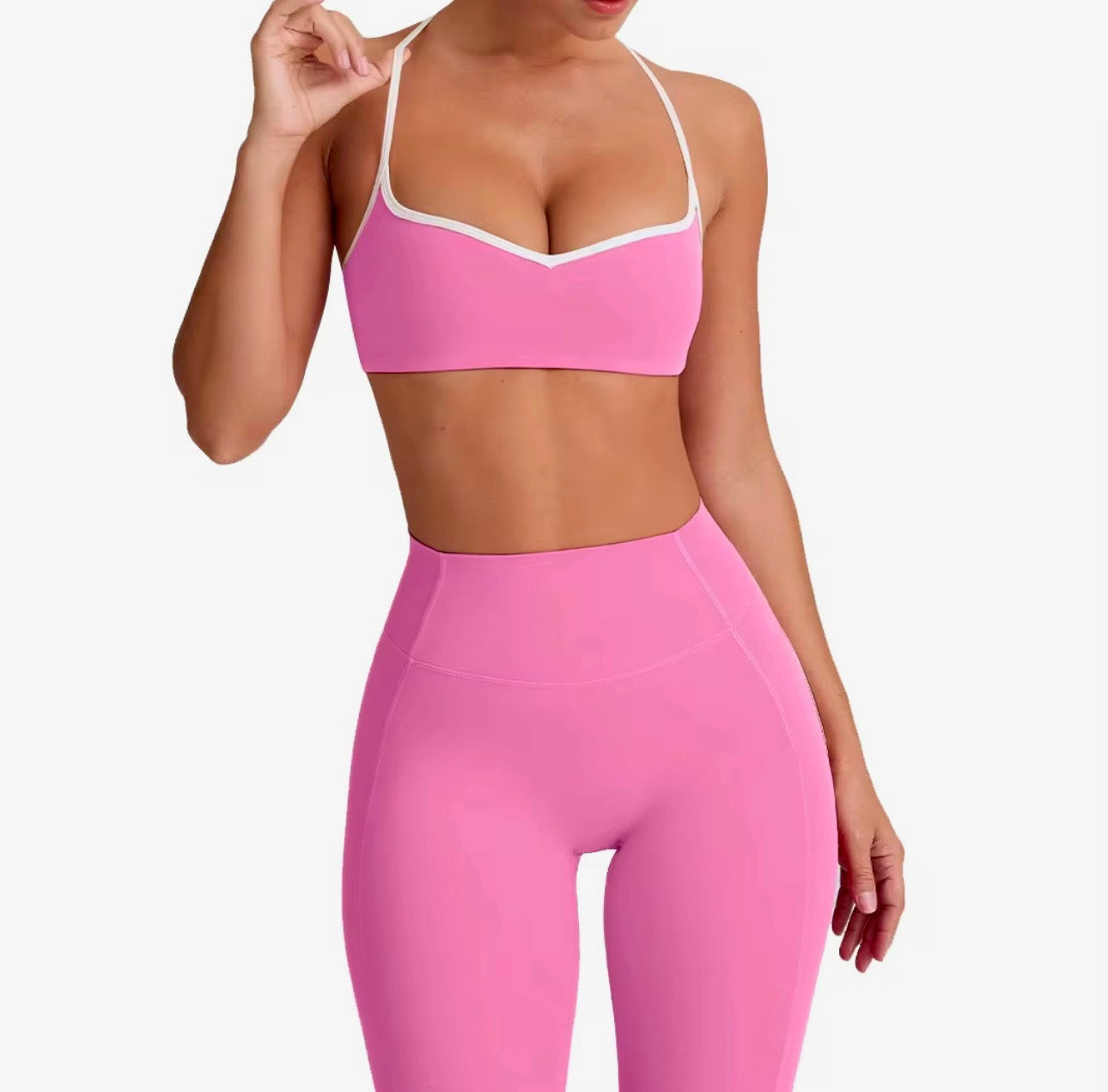 Pink legging white stitch