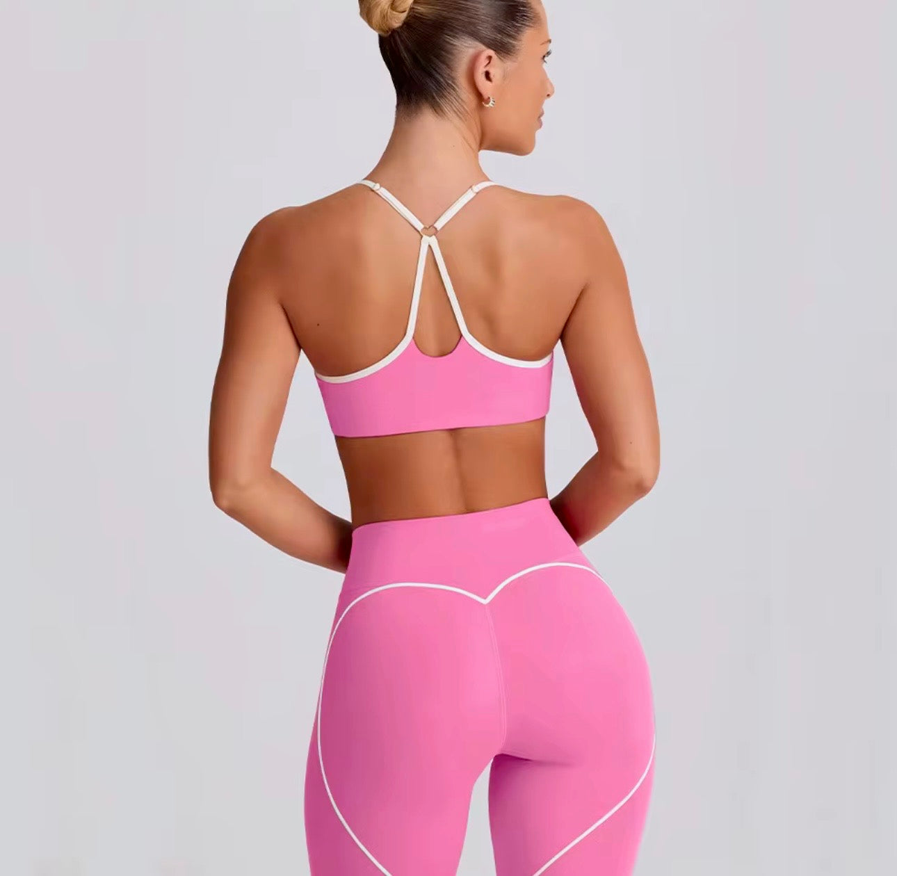 Pink legging white stitch